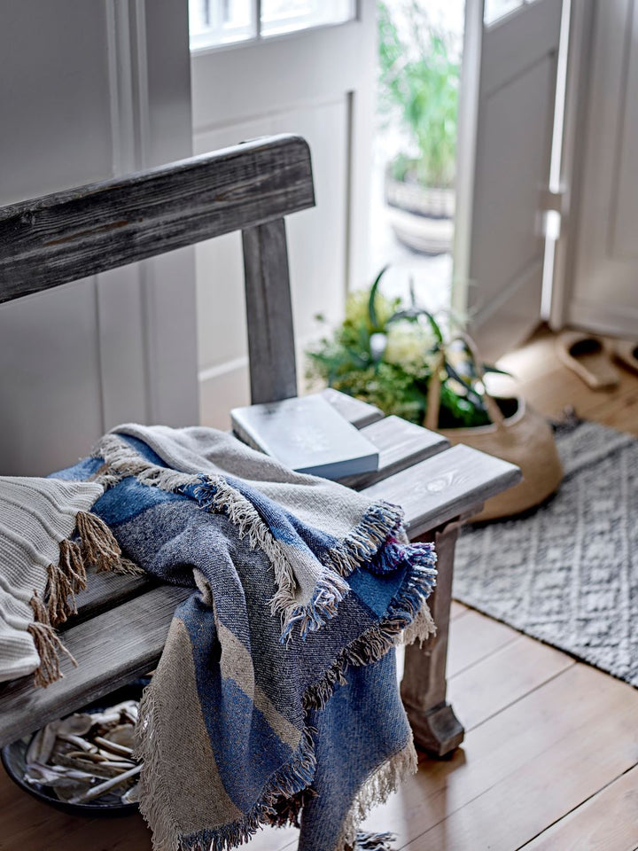 MAJI THROW BLUE RECYCLED COTTON - Abbey Furniture - Home & Interiors