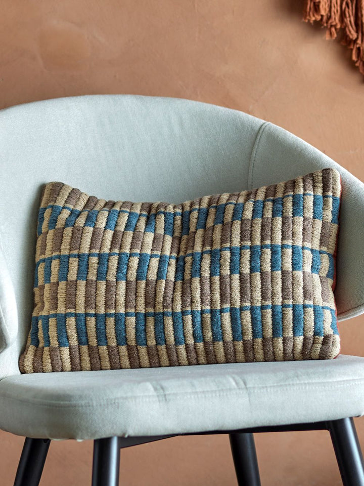 Newtown Cushion Blue Cotton - Abbey Furniture - Home & Interiors