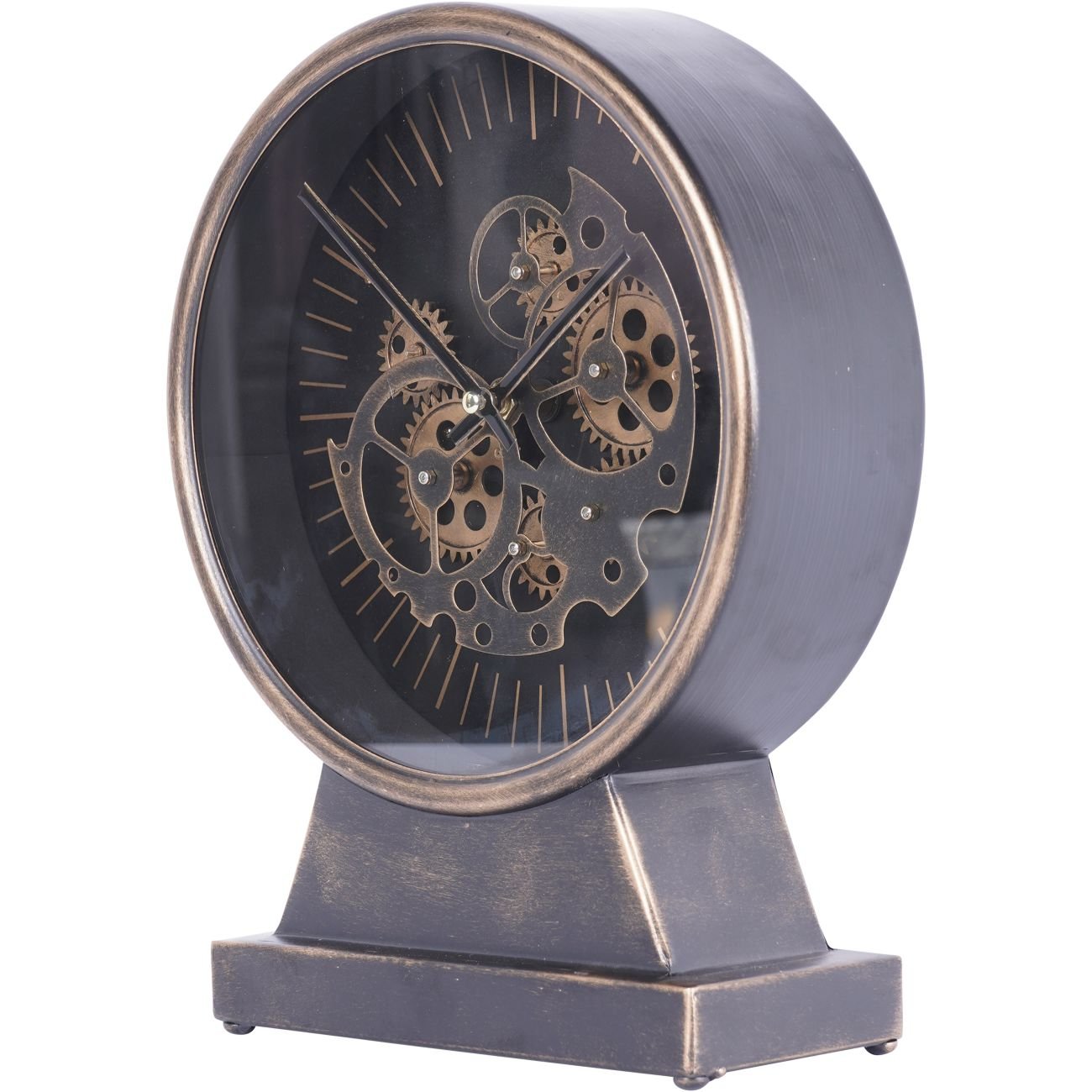 Palladium Mantel Clock with Moving Dials Black Gold - Abbey Furniture - Home & Interiors