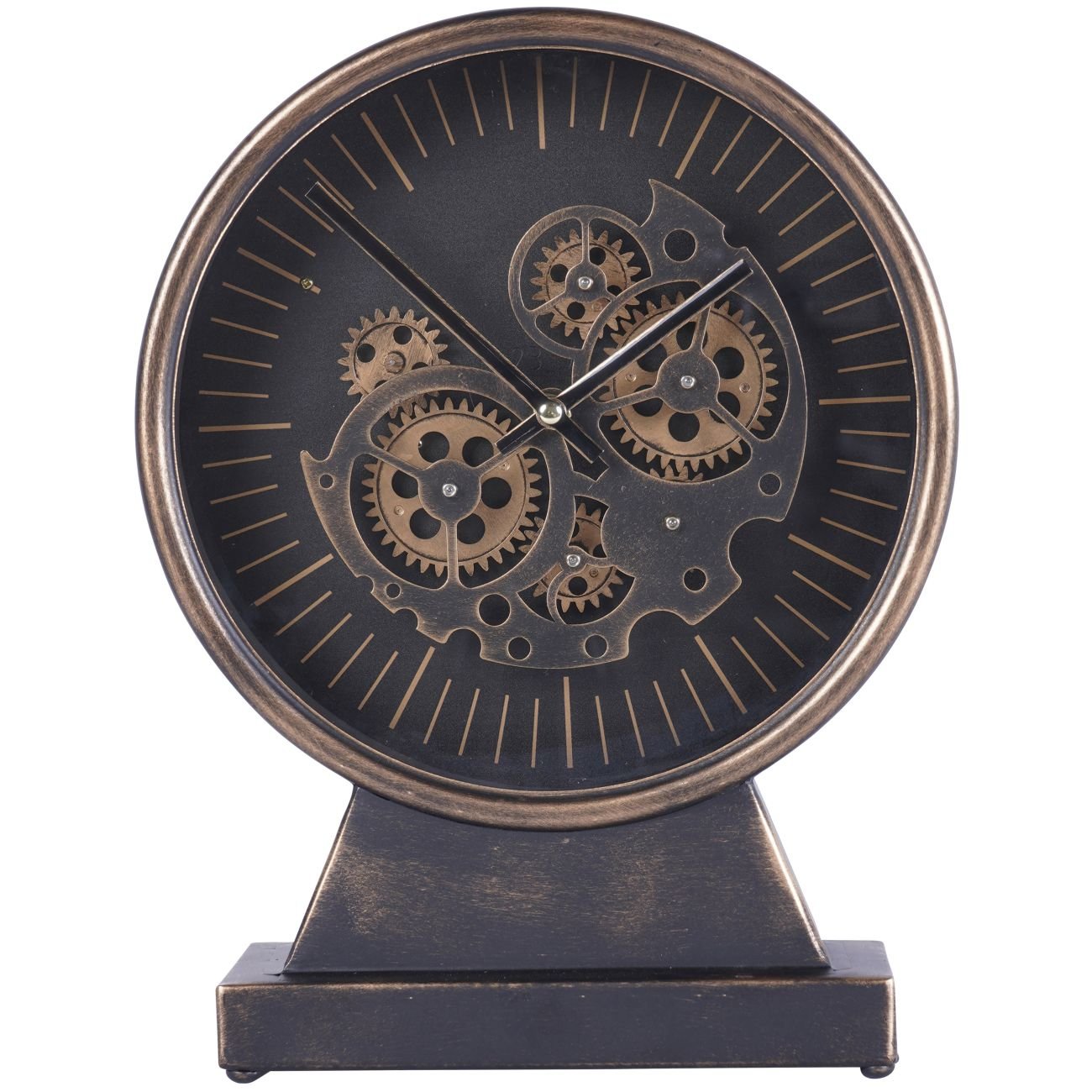 Palladium Mantel Clock with Moving Dials Black Gold - Abbey Furniture - Home & Interiors