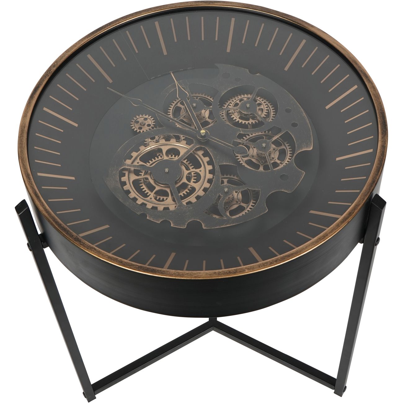 Palladium Side Table Clock with Moving Dials - Abbey Furniture - Home & Interiors