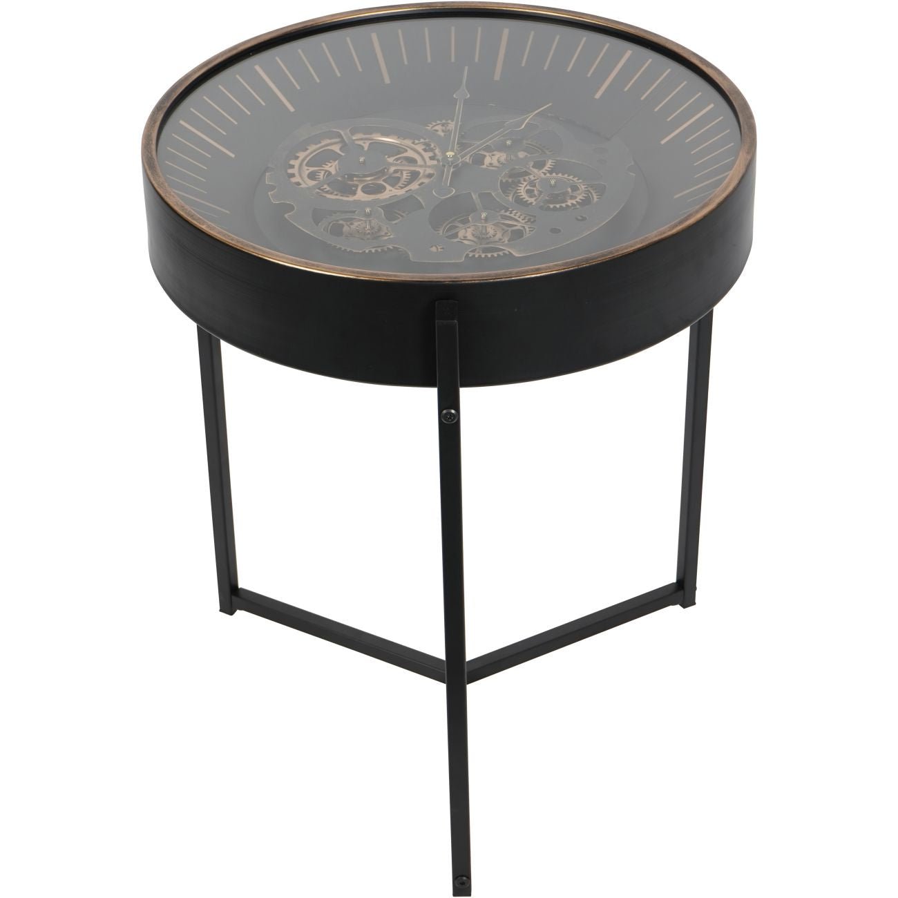 Palladium Side Table Clock with Moving Dials - Abbey Furniture - Home & Interiors
