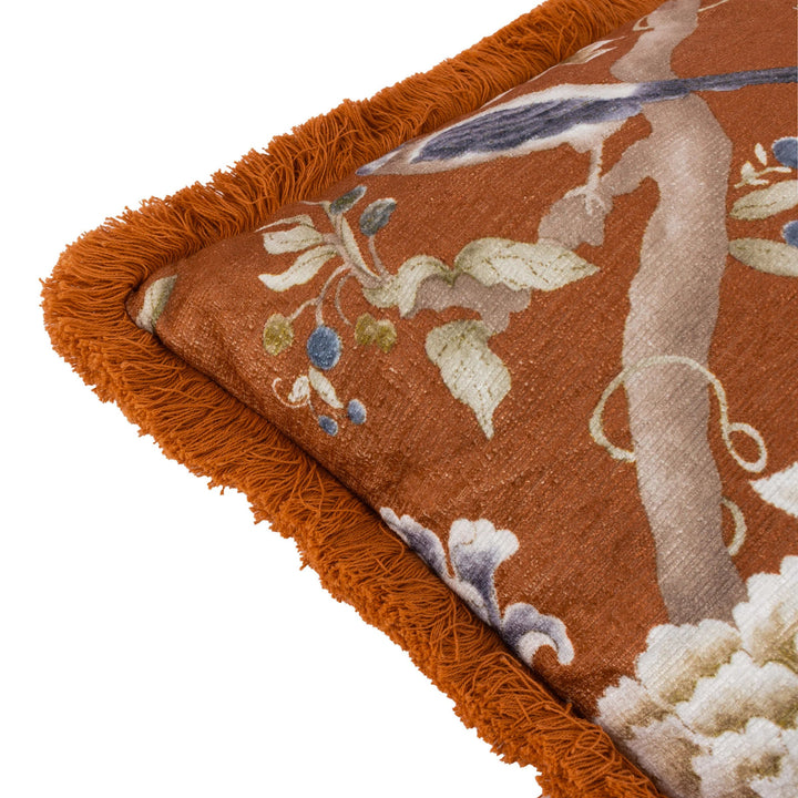 Porcelain Garden Chenille Cushion Rust 50 x 50 - Abbey Furniture - Home & Interiors