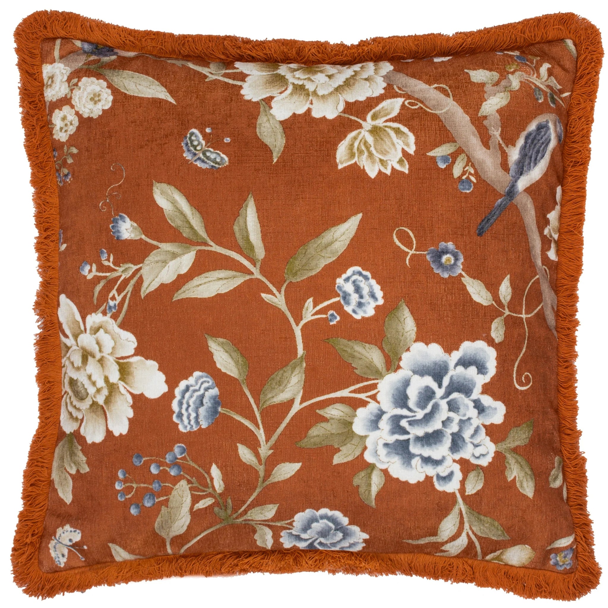 Porcelain Garden Chenille Cushion Rust 50 x 50 - Abbey Furniture - Home & Interiors