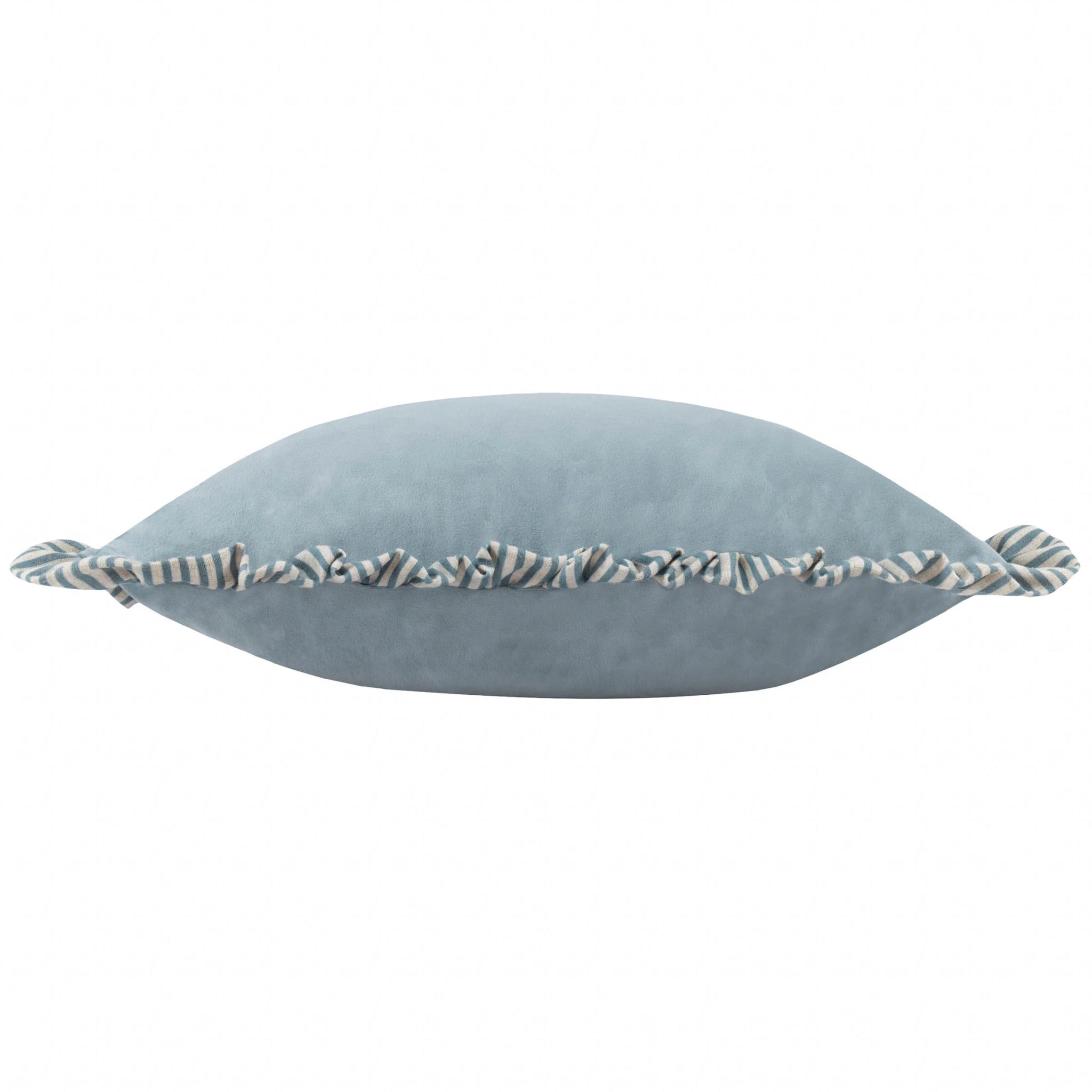 Solene Ruffle Matte Velvet Cushion Blue 45x45 - Abbey Furniture - Home & Interiors