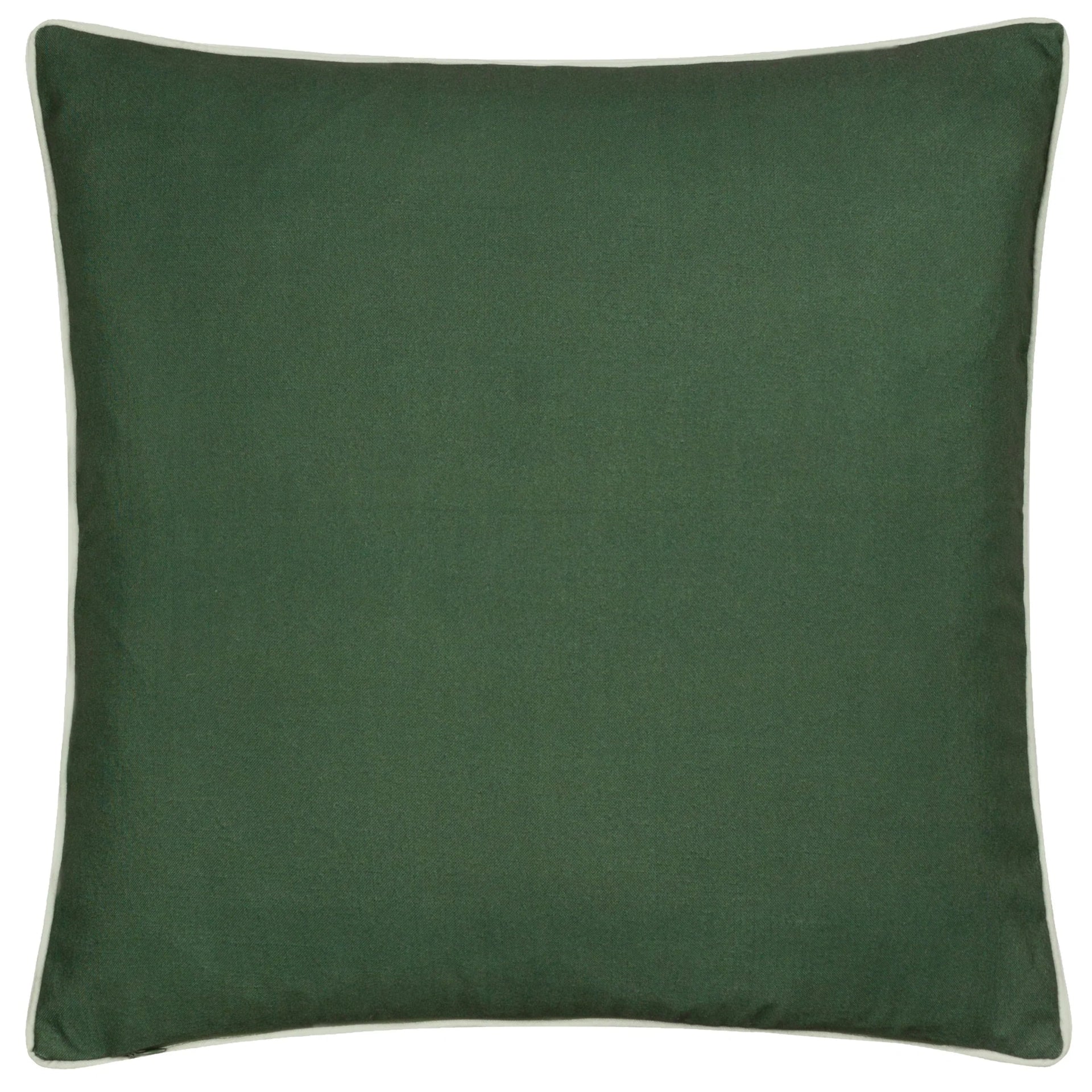 Strawberry Thief Piped Outdoor Cushion Forest Green 50x50 - Abbey Furniture - Home & Interiors