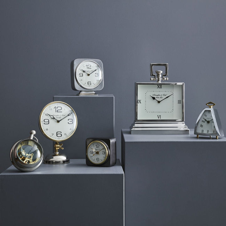 Thompson Solid Aluminium Black Sq Carriage Clock - Abbey Furniture - Home & Interiors