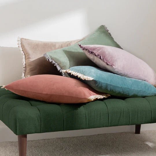 Tilly Reversible Velvet Cushion Sage/Grey 30x50 - Abbey Furniture - Home & Interiors