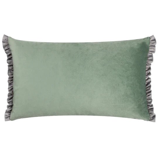 Tilly Reversible Velvet Cushion Sage/Grey 30x50 - Abbey Furniture - Home & Interiors