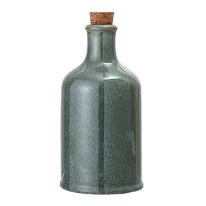 Pixie Bottle with Lid - Green Stoneware