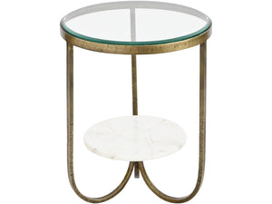 Nolita White Marble & Antique Gold Side Table