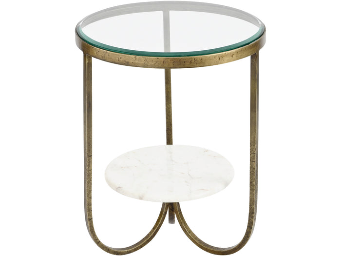 Nolita White Marble & Antique Gold Side Table