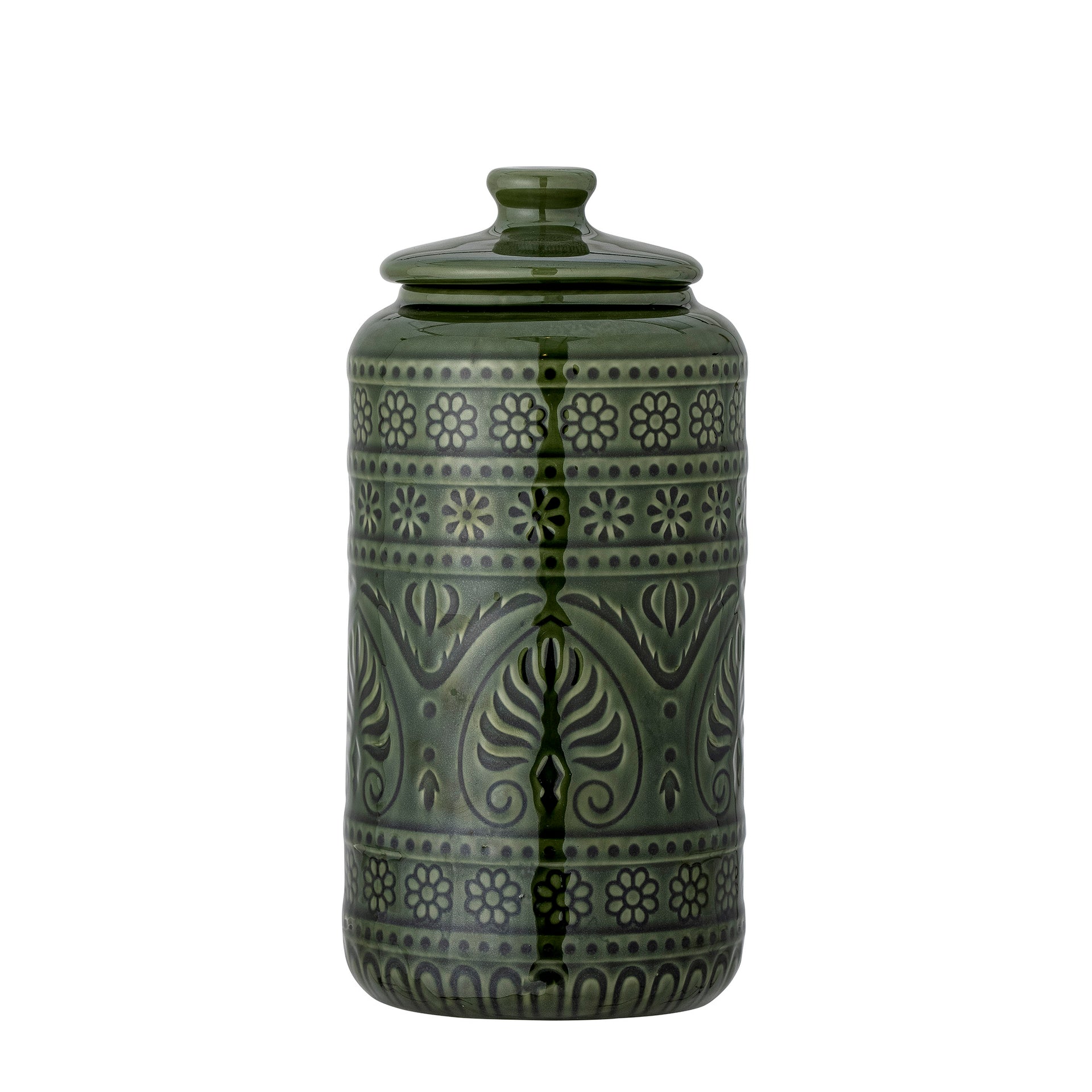 Rani Jar w/Lid, Green, Stoneware