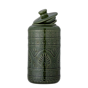 Rani Jar w/Lid, Green, Stoneware