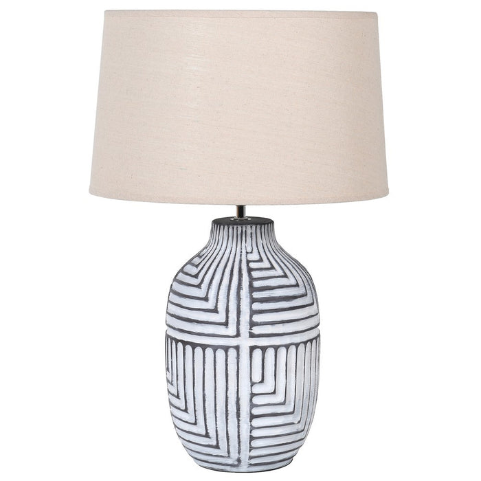 Abstract Lamp with Linen Shade