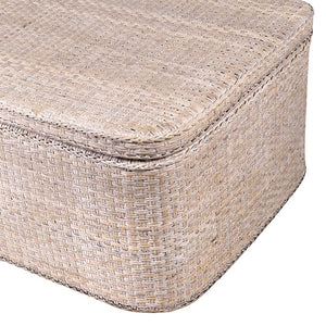 Bermuda White-Wash Rattan Coffee Table Storage Chest with Tray