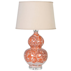 Orange Bulbous Patterned Lamp
