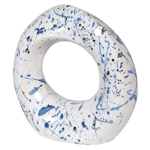 Blue and White Ceramic Round Ornament