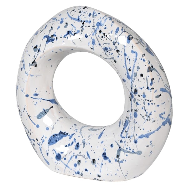 Blue and White Ceramic Round Ornament
