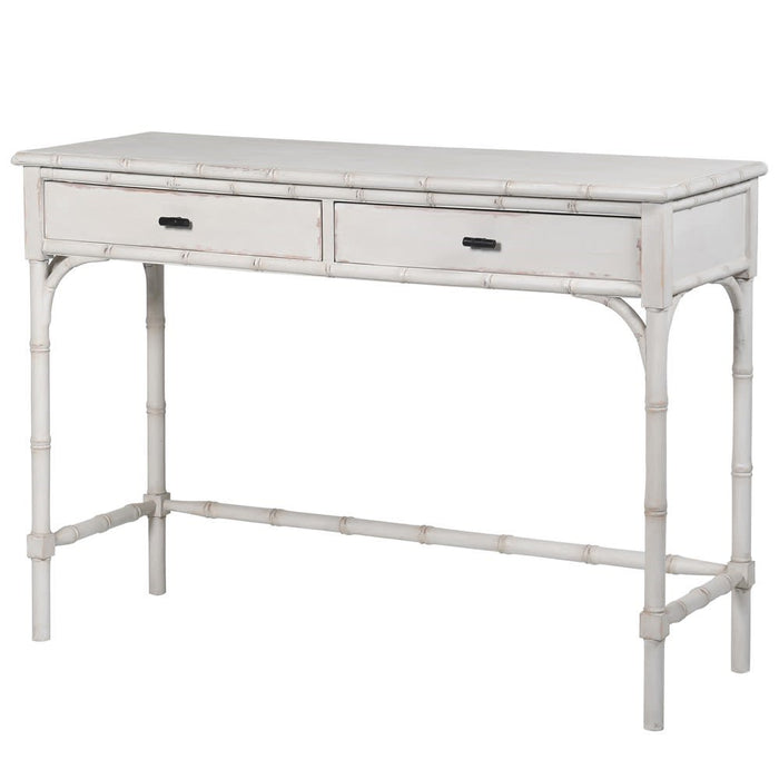 Light Grey Faux Bamboo 2 Drawer Console Table