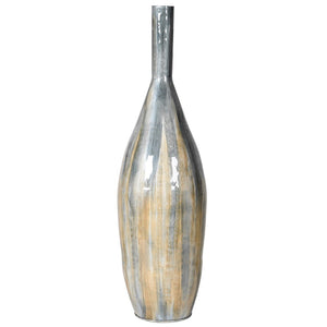 Hand Made Enamel Vase in Grey & Beige