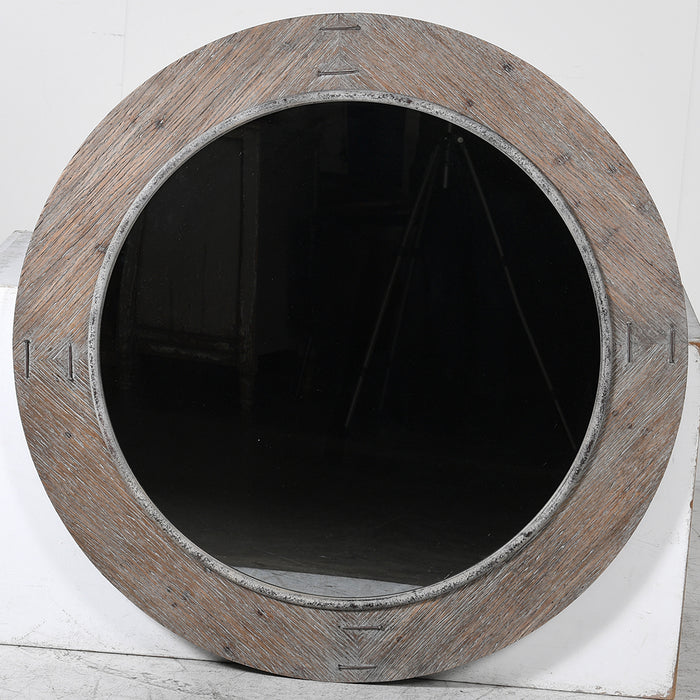 Rustico Round Wooden Framed Mirror
