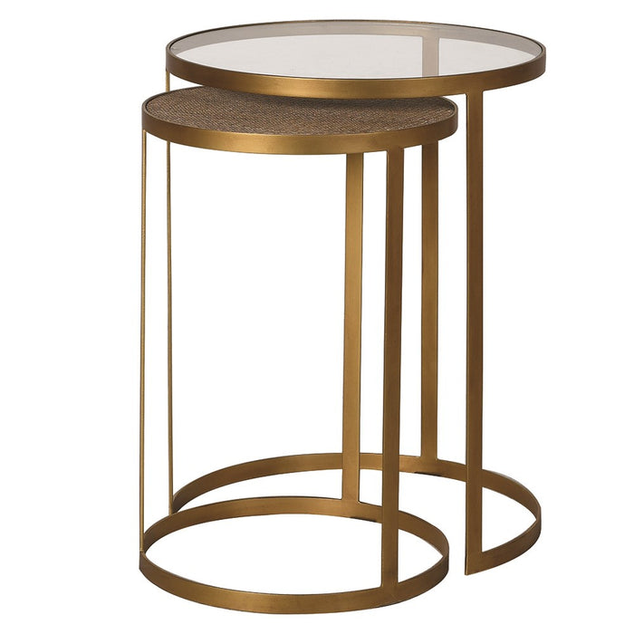 Glass and Rattan Round Table (Set of 2) Available to pre-order