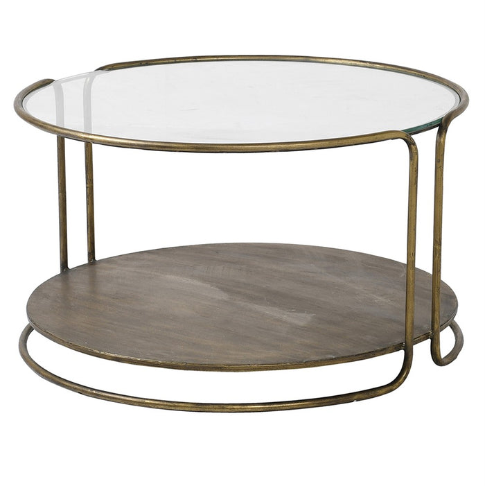 Glass and Iron Round Coffee Table