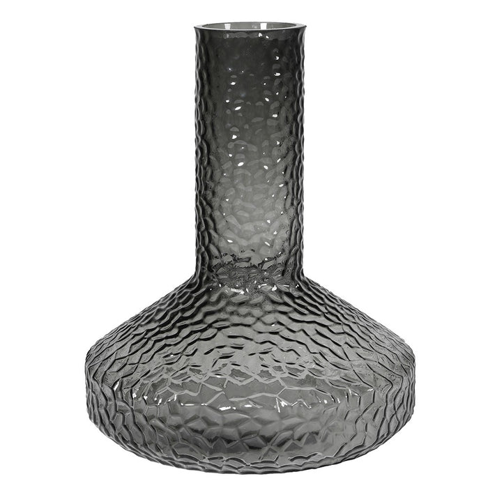 Smoked Grey Textured Glass Vase