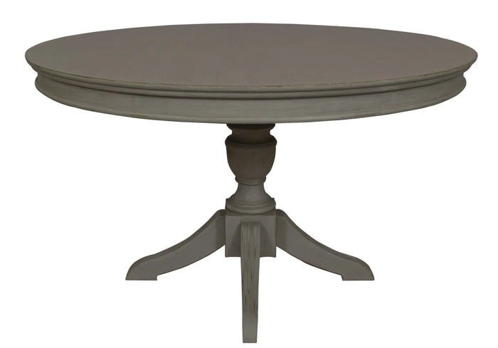 Vintage 130cm Round Table - Grey with Gold Distress