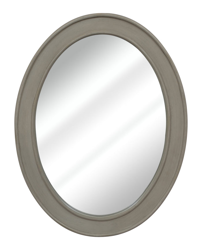 Vintage Oval Mirror - Grey with Gold Distress