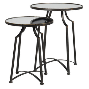 Set of 2 Mirrored Top Side Tables