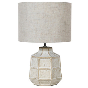 Off White Hexagonal Lamp with Linen Shade