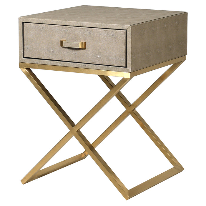 Maxim Sage Faux Shagreen 1 Drawer Side Table