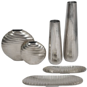 Iconic Ripples Silver Aluminium Elliptical Platter