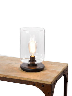 Table Lamp Rust /Glass Cylinder