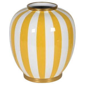 Yellow & White Striped Vase
