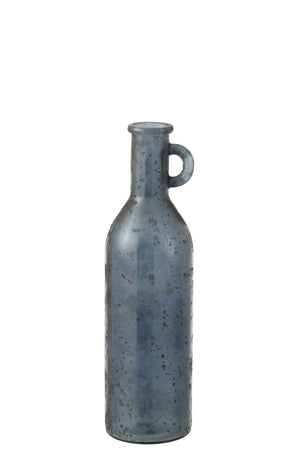 Vase Bottle Cylinder Glass Grey/Blue