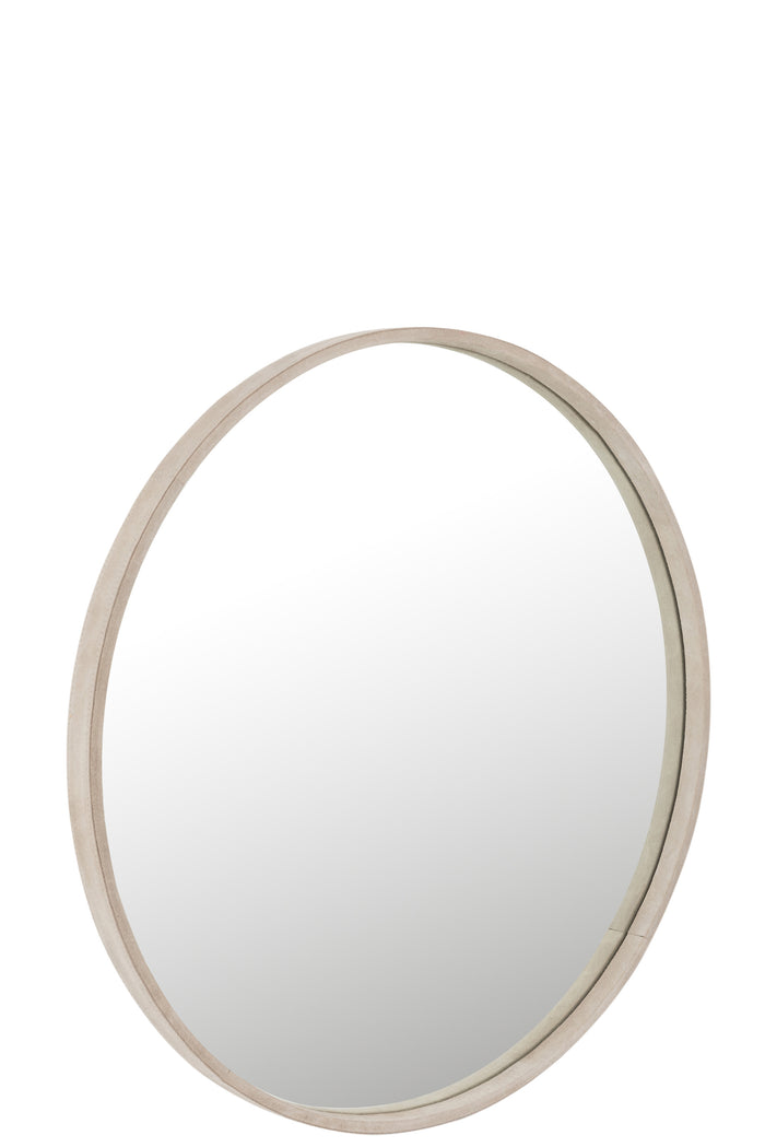 Mirror Round Leather Beige